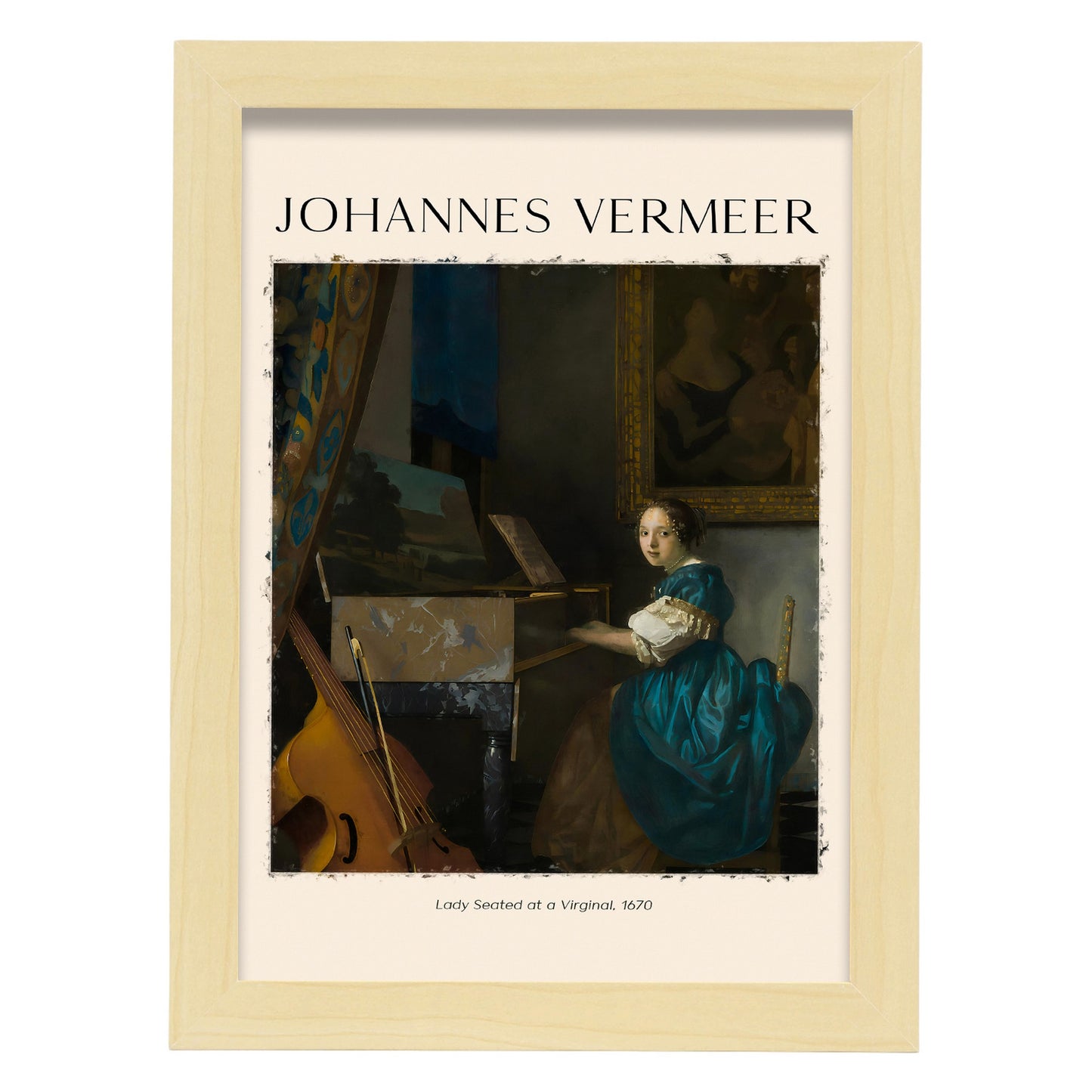 Lámina de arte de pared de Dama en un virginal de Johannes Vermeer