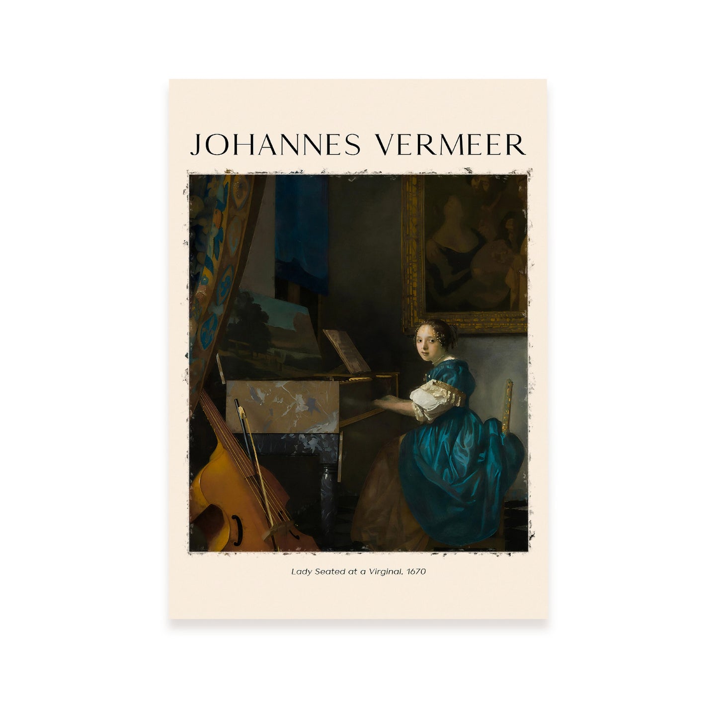 Lámina de arte de pared de Dama en un virginal de Johannes Vermeer