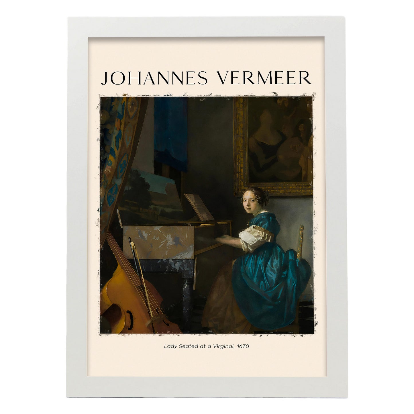 Lámina de arte de pared de Dama en un virginal de Johannes Vermeer