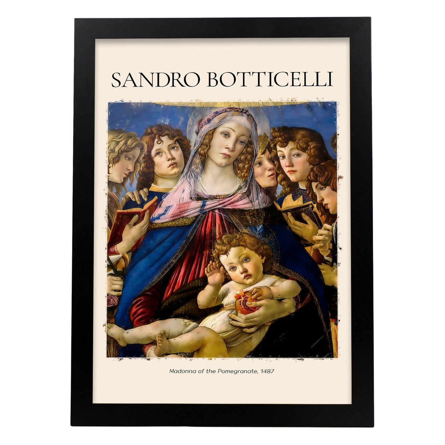 Lámina decorativa de Madonna de la Granada inspirada en Sandro Botticelli
