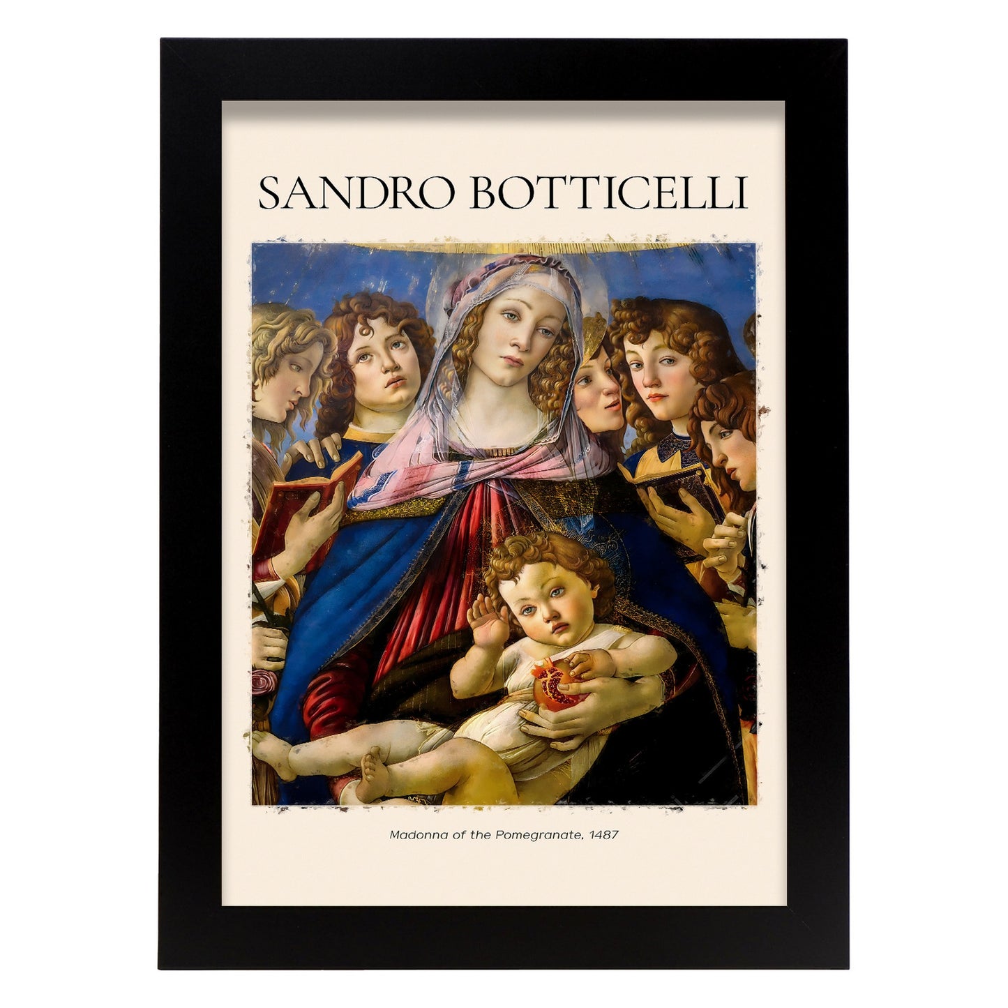 Lámina decorativa de Madonna de la Granada inspirada en Sandro Botticelli