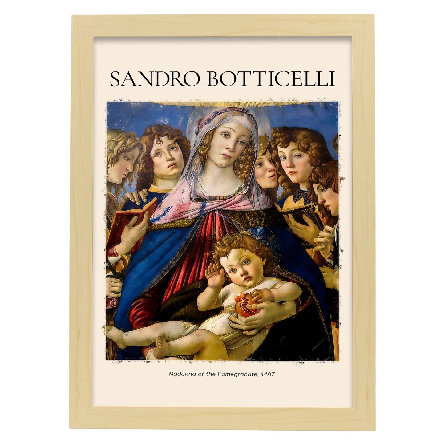 Lámina decorativa de Madonna de la Granada inspirada en Sandro Botticelli