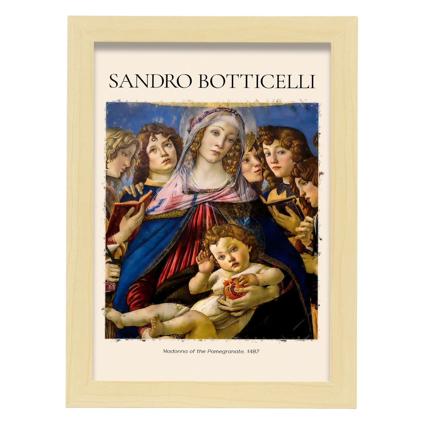 Lámina decorativa de Madonna de la Granada inspirada en Sandro Botticelli