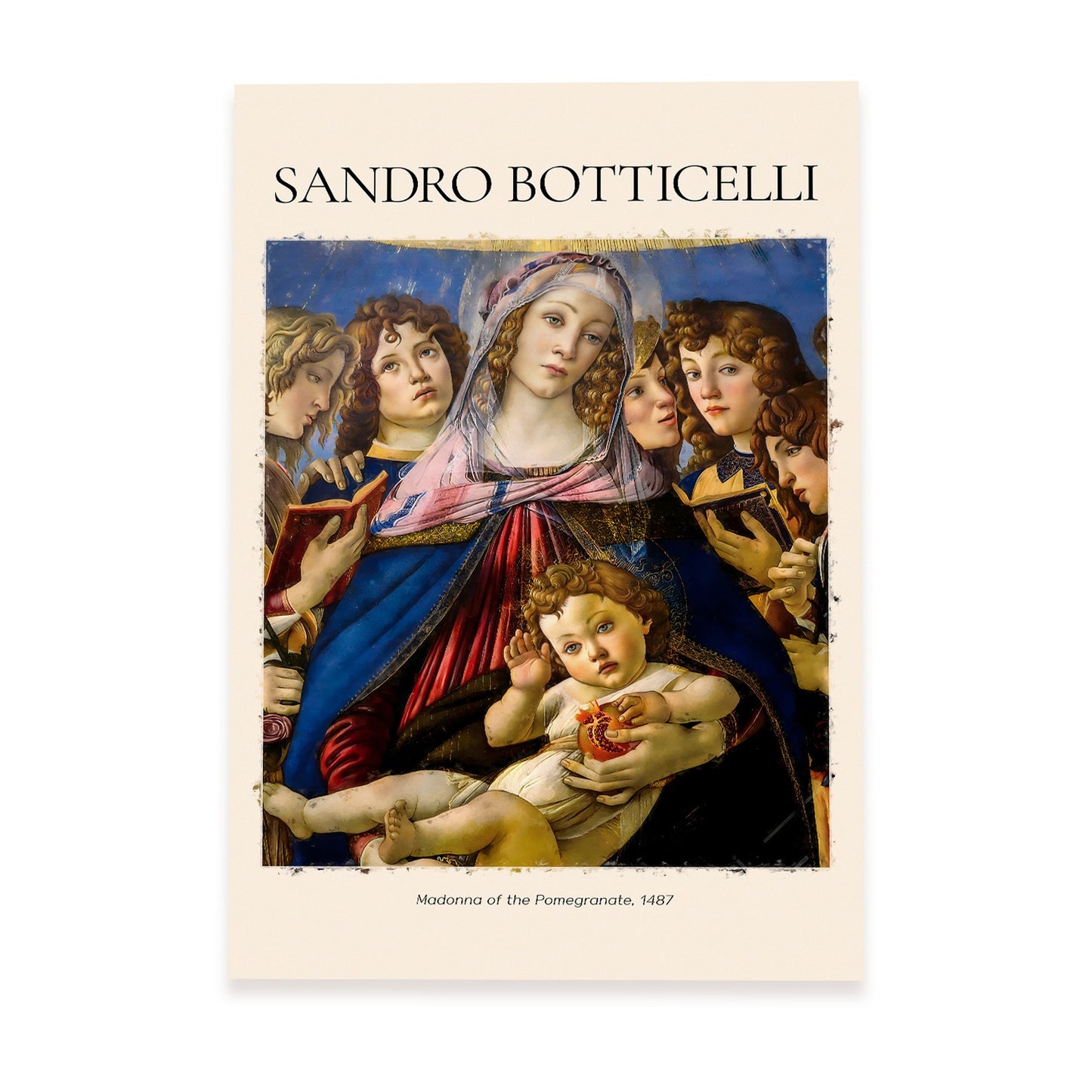 Lámina decorativa de Madonna de la Granada inspirada en Sandro Botticelli