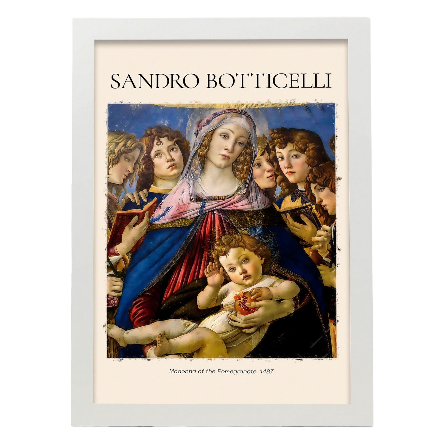 Lámina decorativa de Madonna de la Granada inspirada en Sandro Botticelli