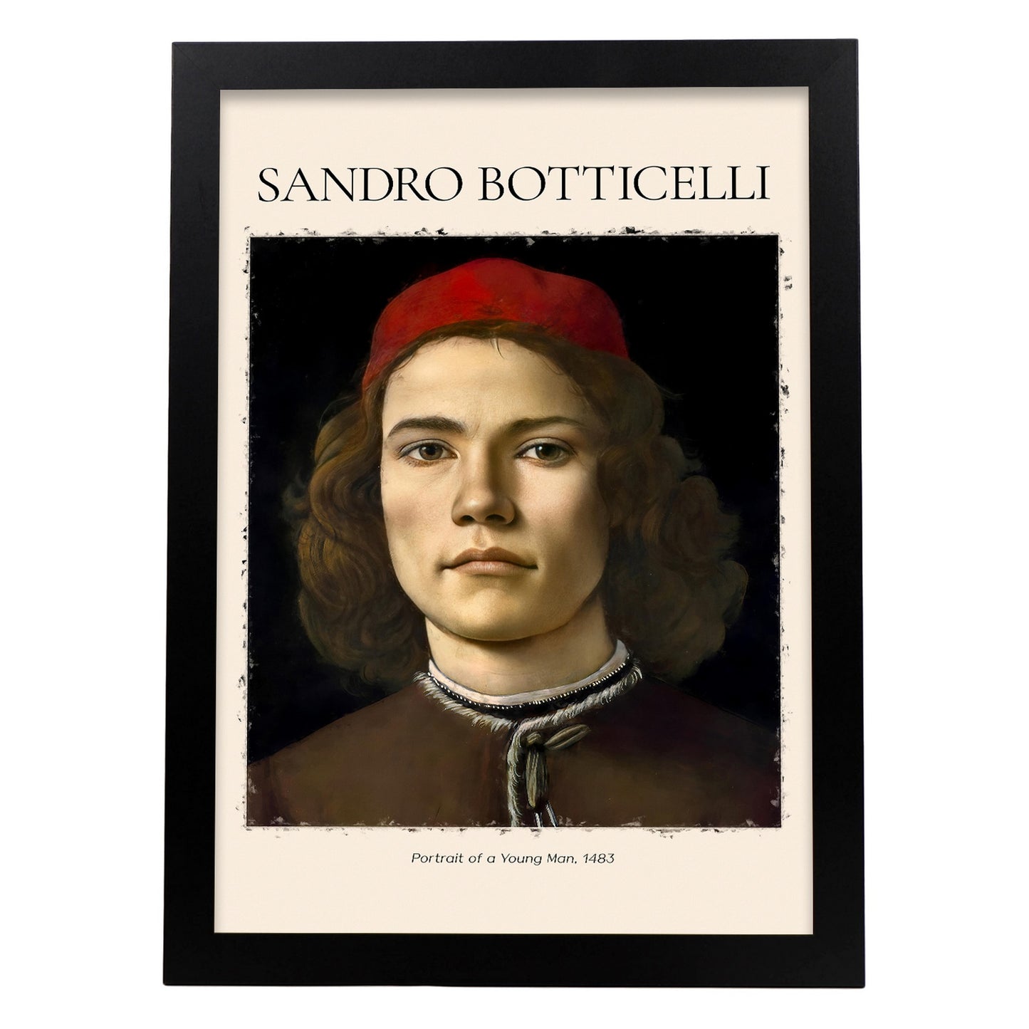 Lámina decorativa de Retrato de un joven inspirada en Sandro Botticelli