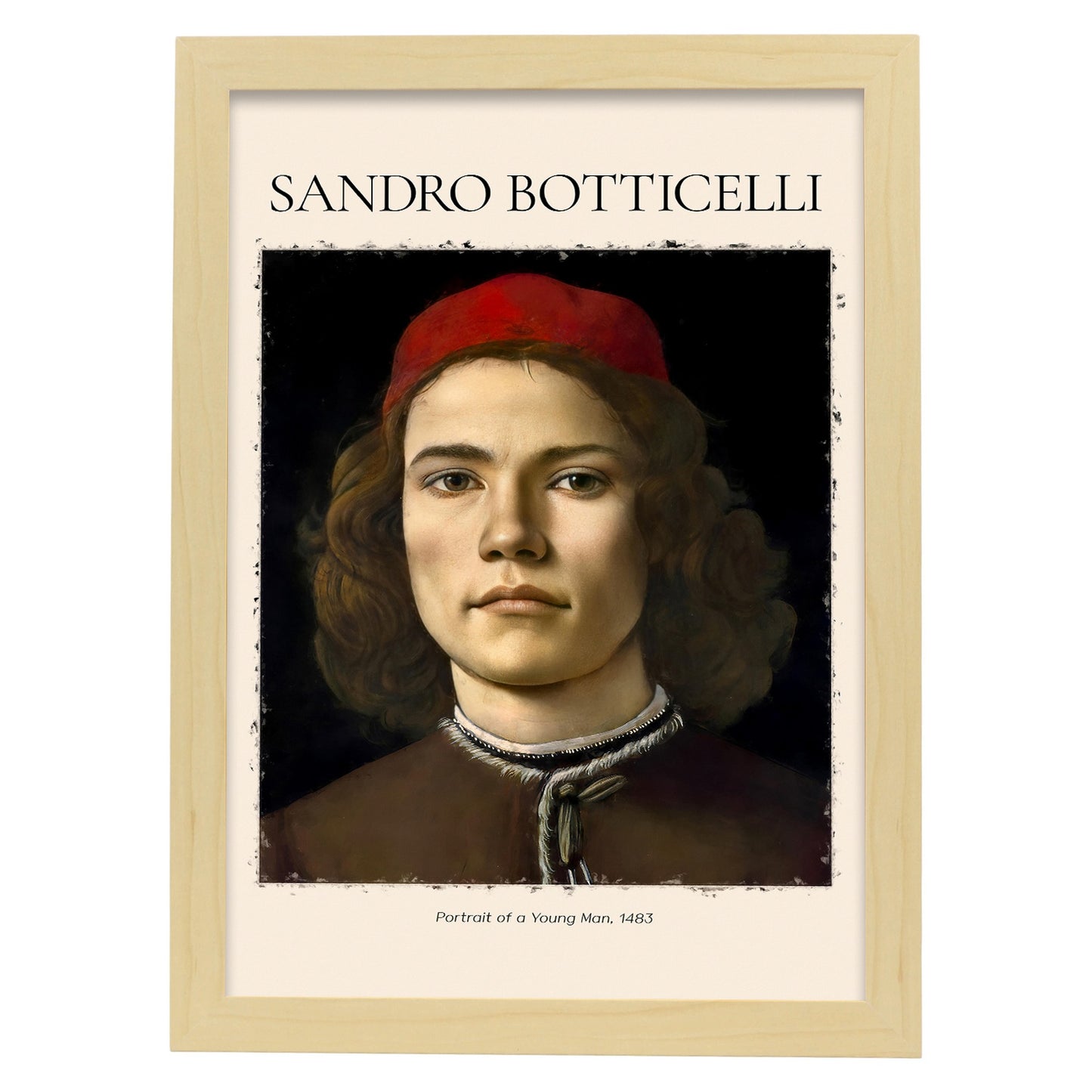 Lámina decorativa de Retrato de un joven inspirada en Sandro Botticelli