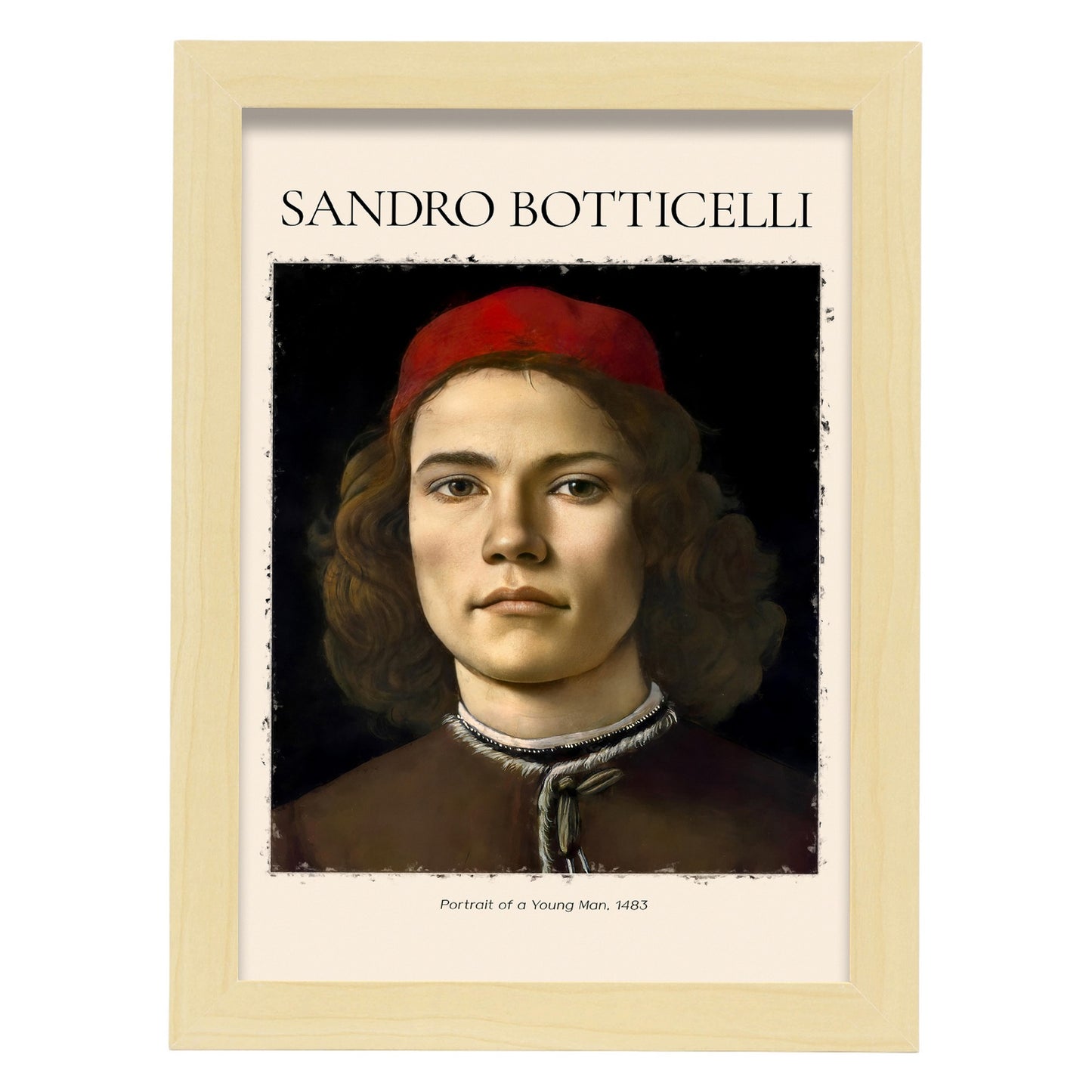 Lámina decorativa de Retrato de un joven inspirada en Sandro Botticelli