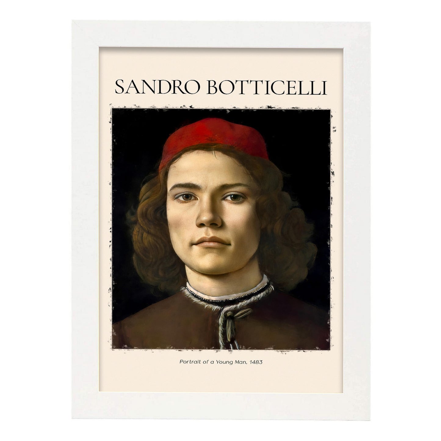 Lámina decorativa de Retrato de un joven inspirada en Sandro Botticelli