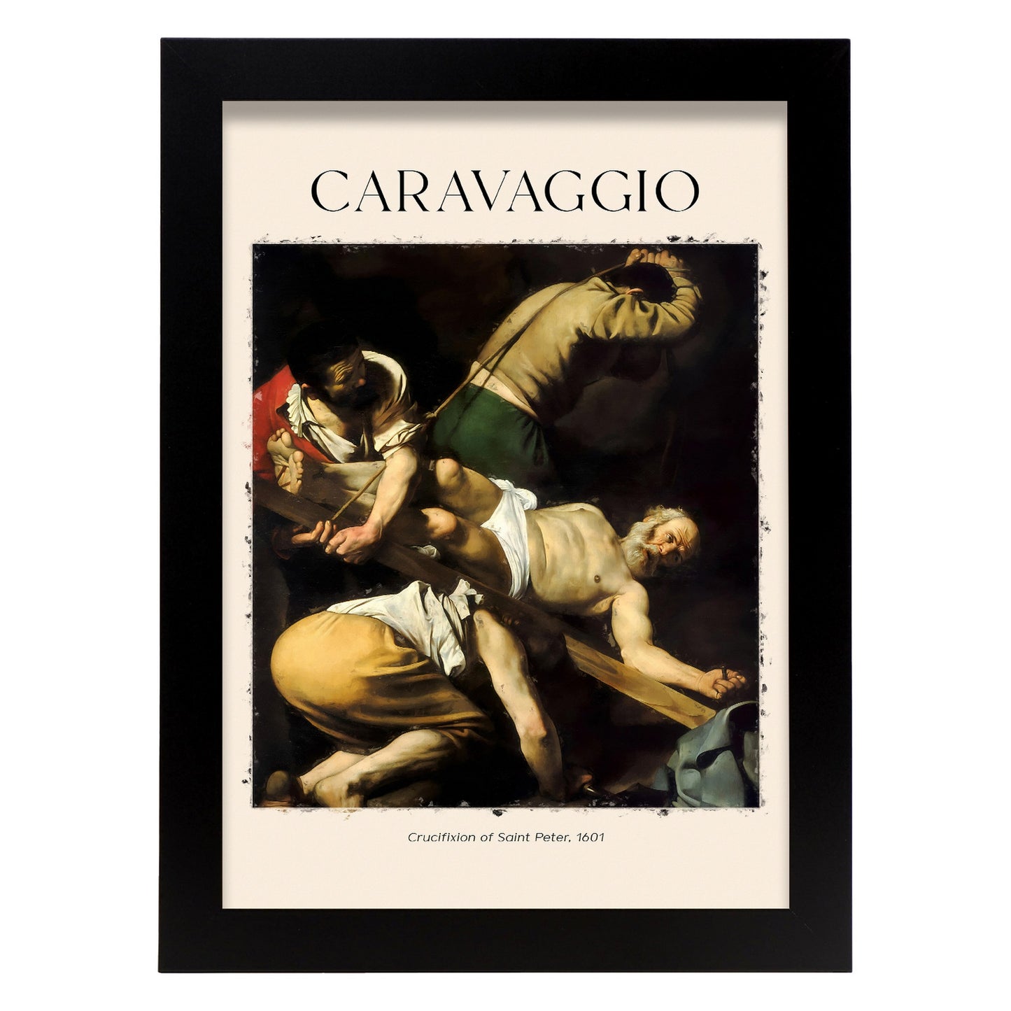 Lámina de Crucifixión de San Pedro inspirada en Caravaggio