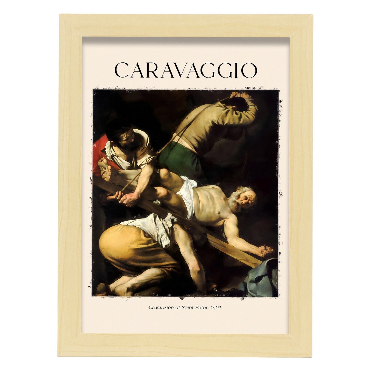 Lámina de Crucifixión de San Pedro inspirada en Caravaggio