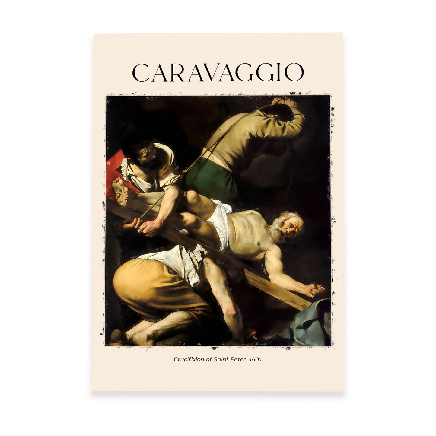 Lámina de Crucifixión de San Pedro inspirada en Caravaggio