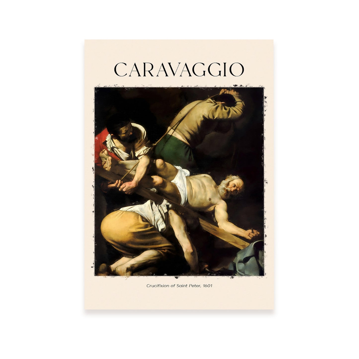 Lámina de Crucifixión de San Pedro inspirada en Caravaggio