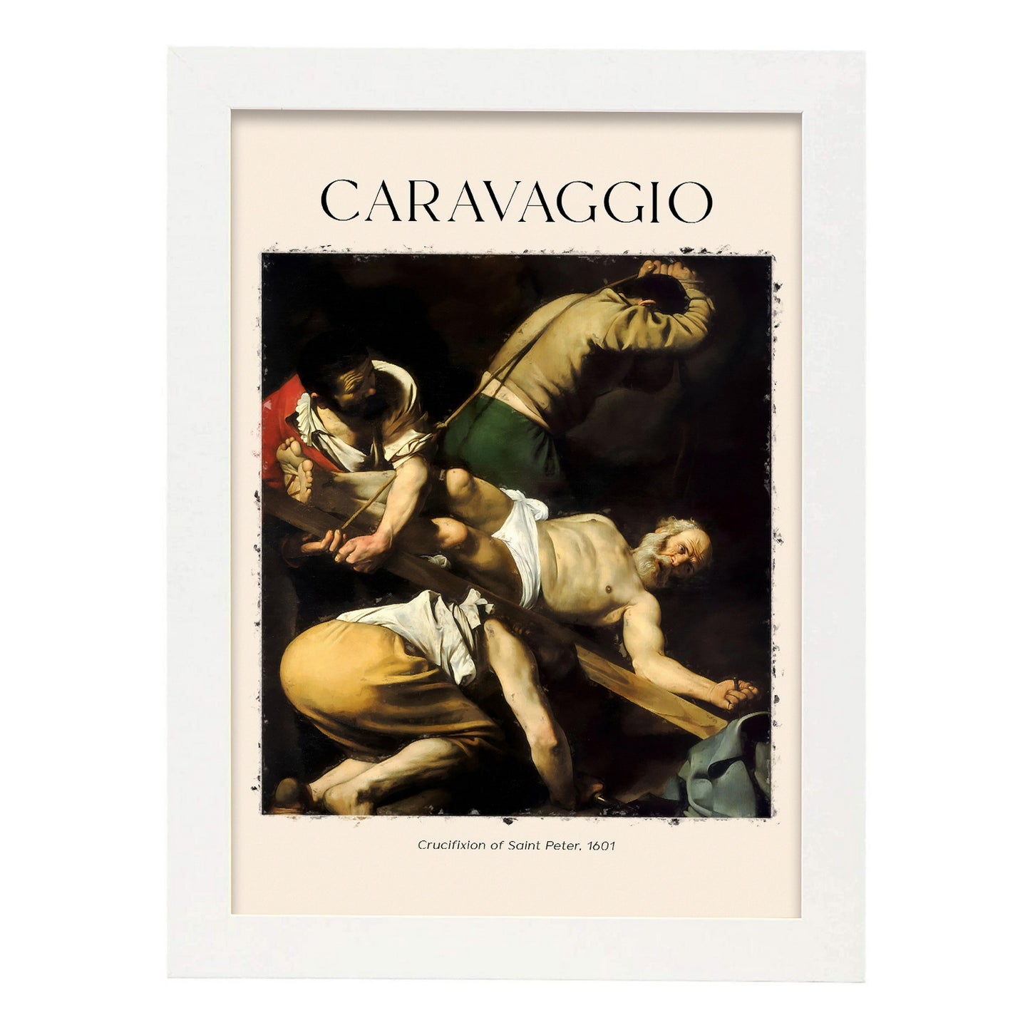 Lámina de Crucifixión de San Pedro inspirada en Caravaggio