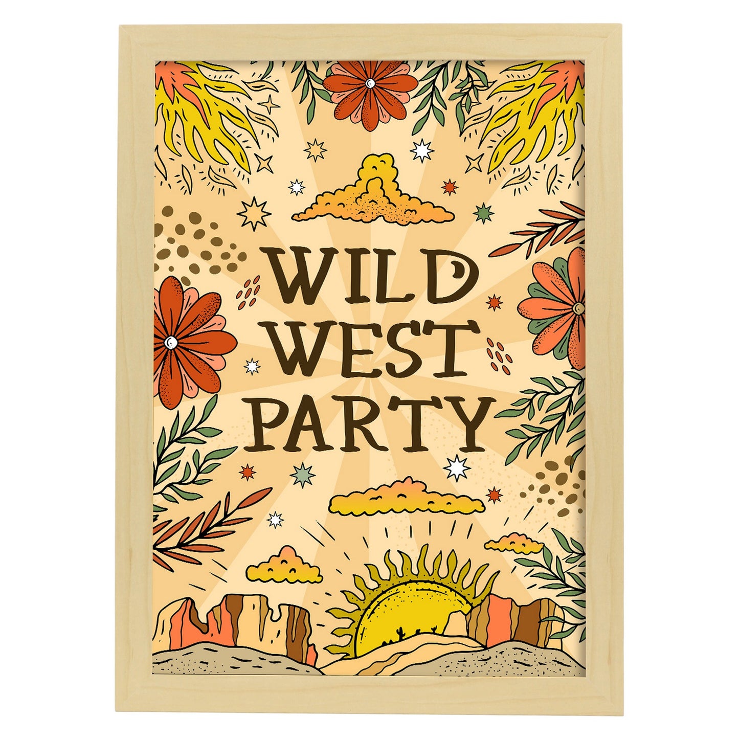 Lámina decorativa Wild West Party y estampados de arte de pared estético
