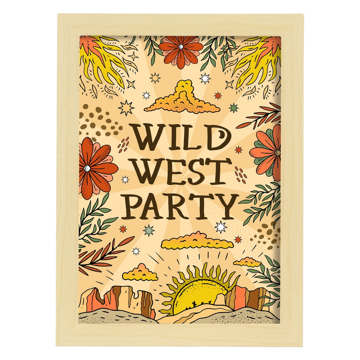 Lámina decorativa Wild West Party y estampados de arte de pared estético