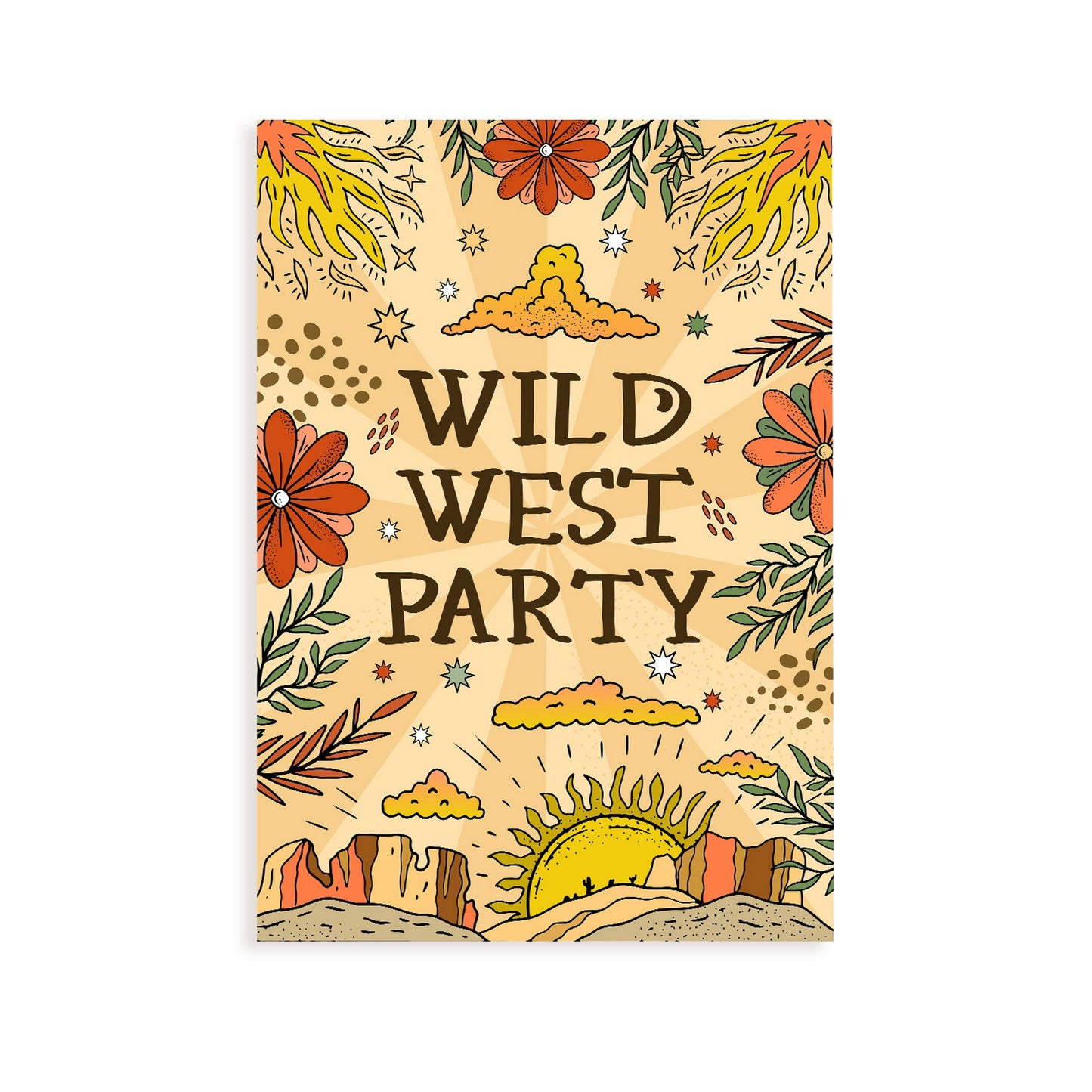 Lámina decorativa Wild West Party y estampados de arte de pared estético