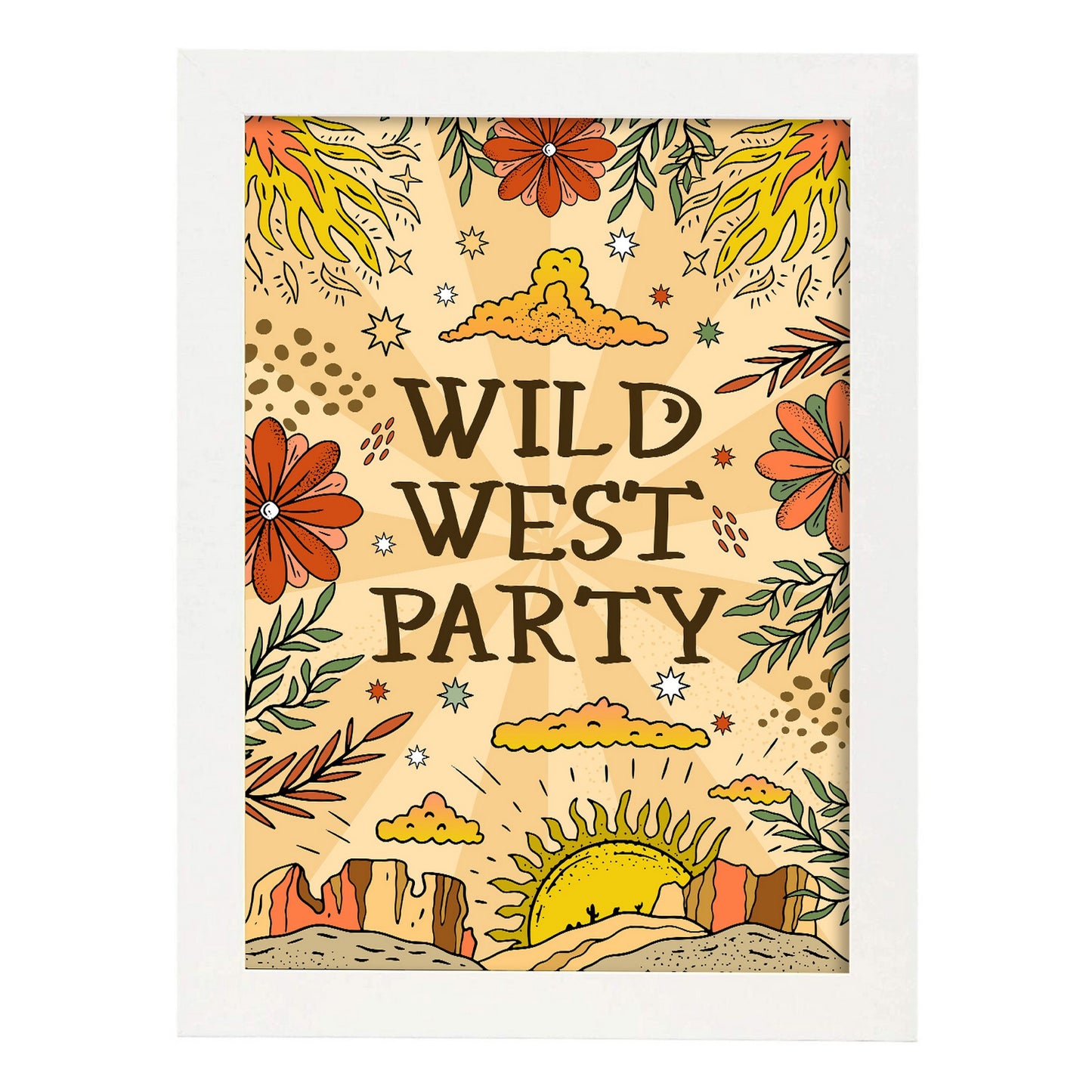 Lámina decorativa Wild West Party y estampados de arte de pared estético