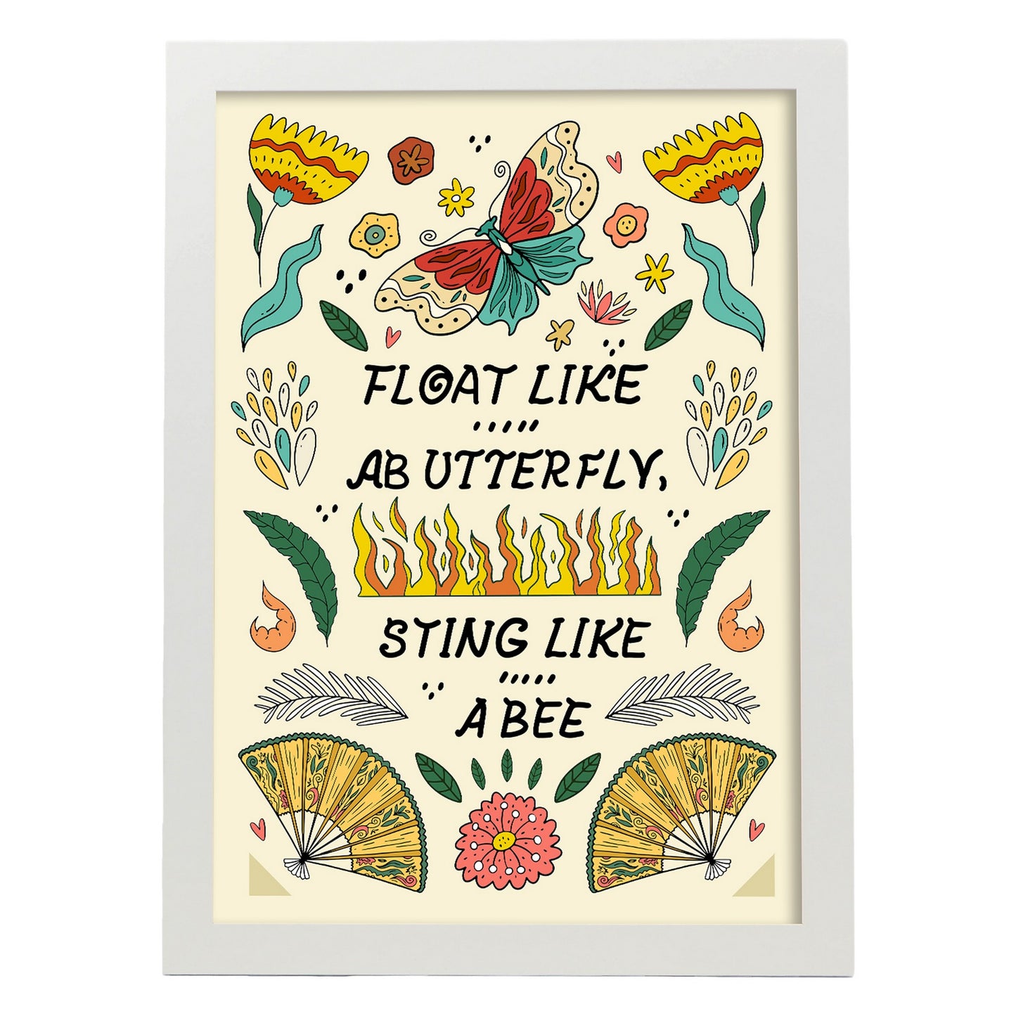 Lámina Estampada de Arte de Pared, Flota como una Mariposa