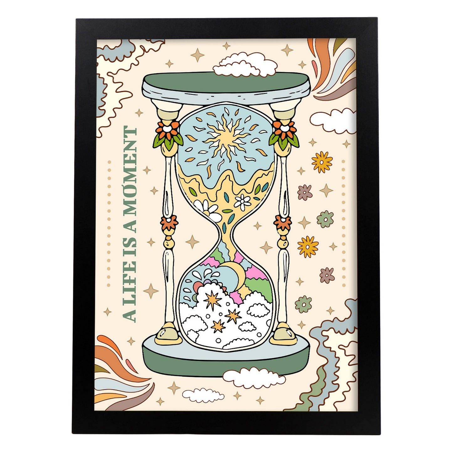 Lámina decorativa de arte estético "La vida es un momento"