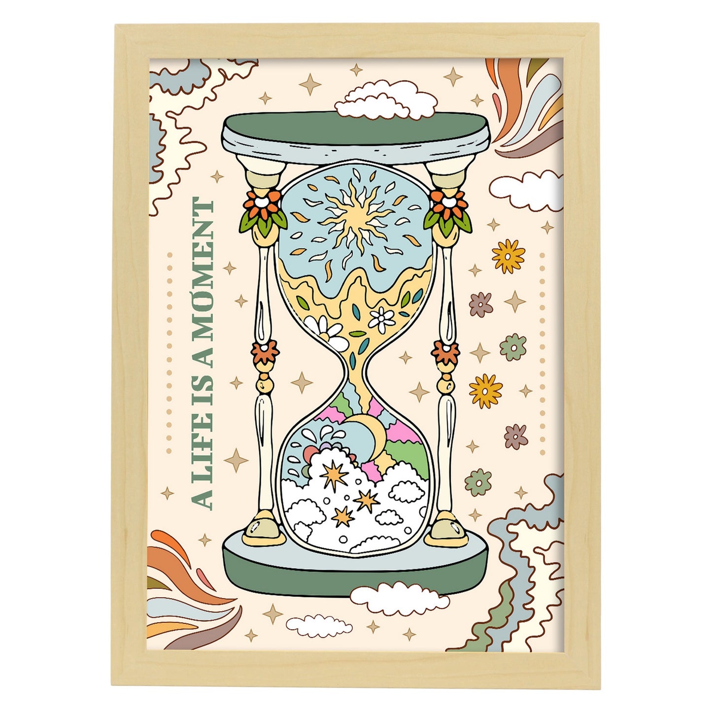 Lámina decorativa de arte estético "La vida es un momento"