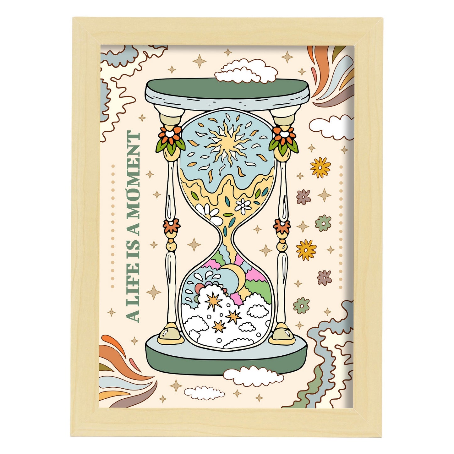 Lámina decorativa de arte estético "La vida es un momento"