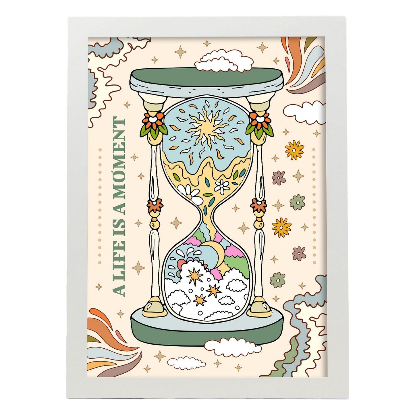 Lámina decorativa de arte estético "La vida es un momento"