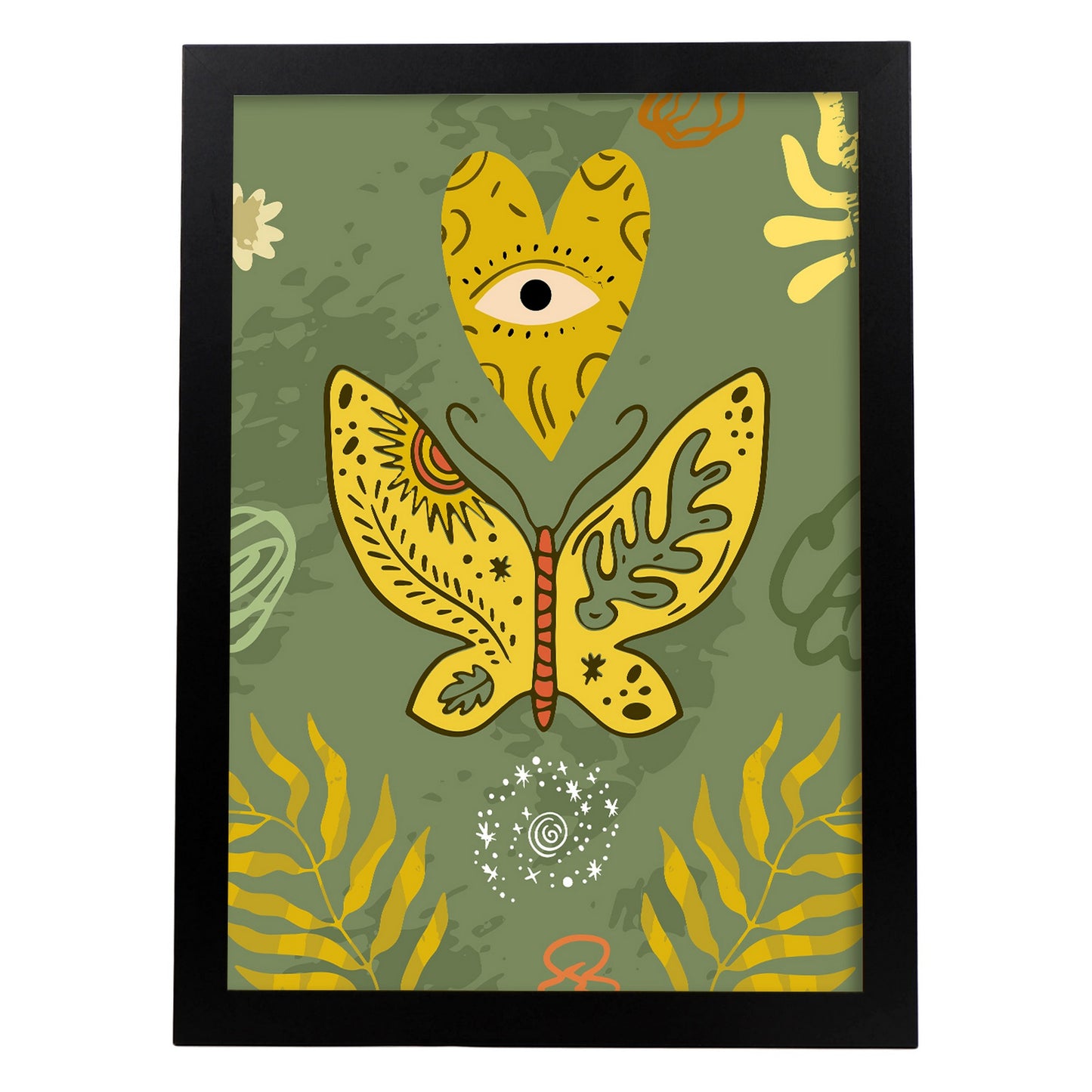 Lámina de Ojo de Corazón de Mariposa y Estampados de Arte de Pared Estético