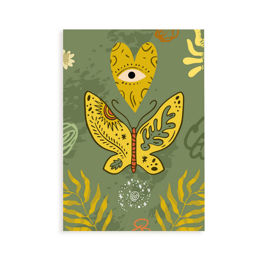 Lámina de Ojo de Corazón de Mariposa y Estampados de Arte de Pared Estético