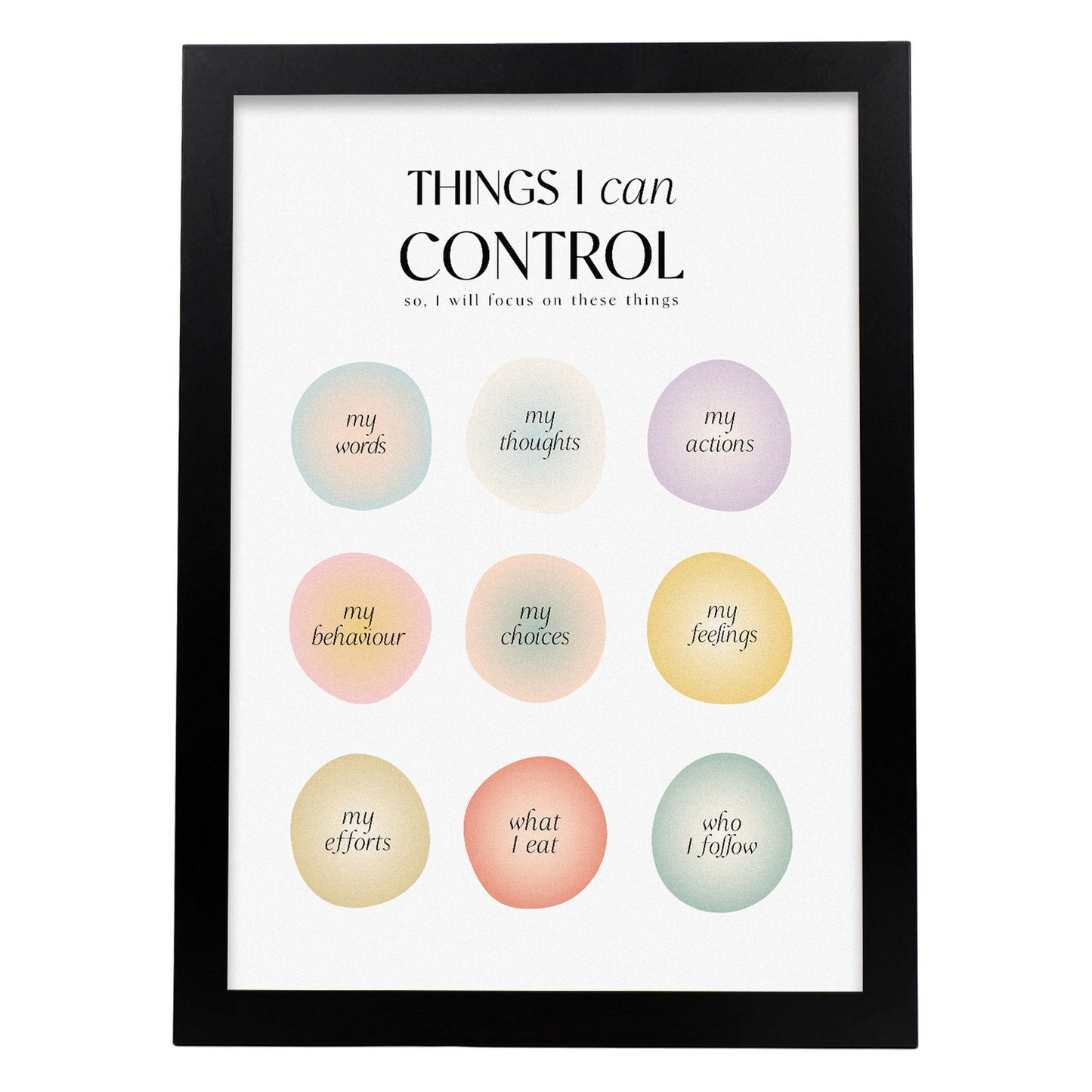 Lámina decorativa Cosas que puedo controlar 2 para diseño de hogar