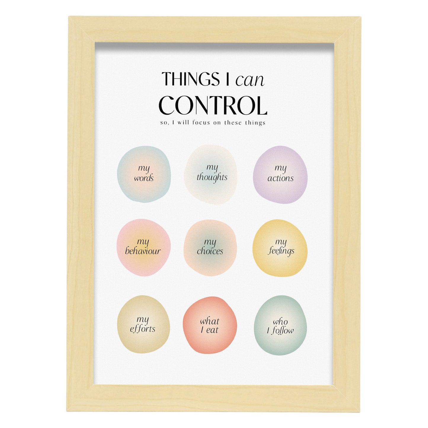 Lámina decorativa Cosas que puedo controlar 2 para diseño de hogar