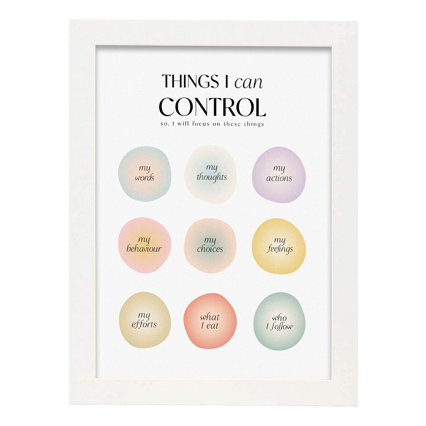 Lámina decorativa Cosas que puedo controlar 2 para diseño de hogar