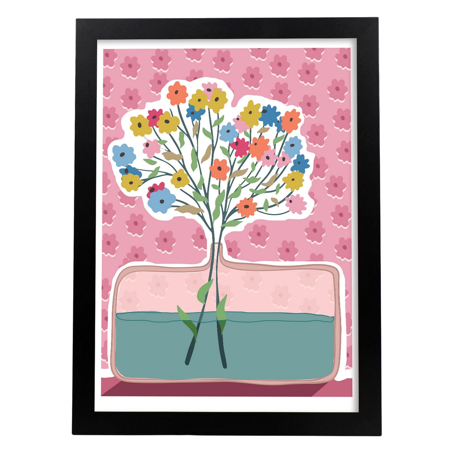 Lámina estética de Jarrón de flores para diseño de hogar