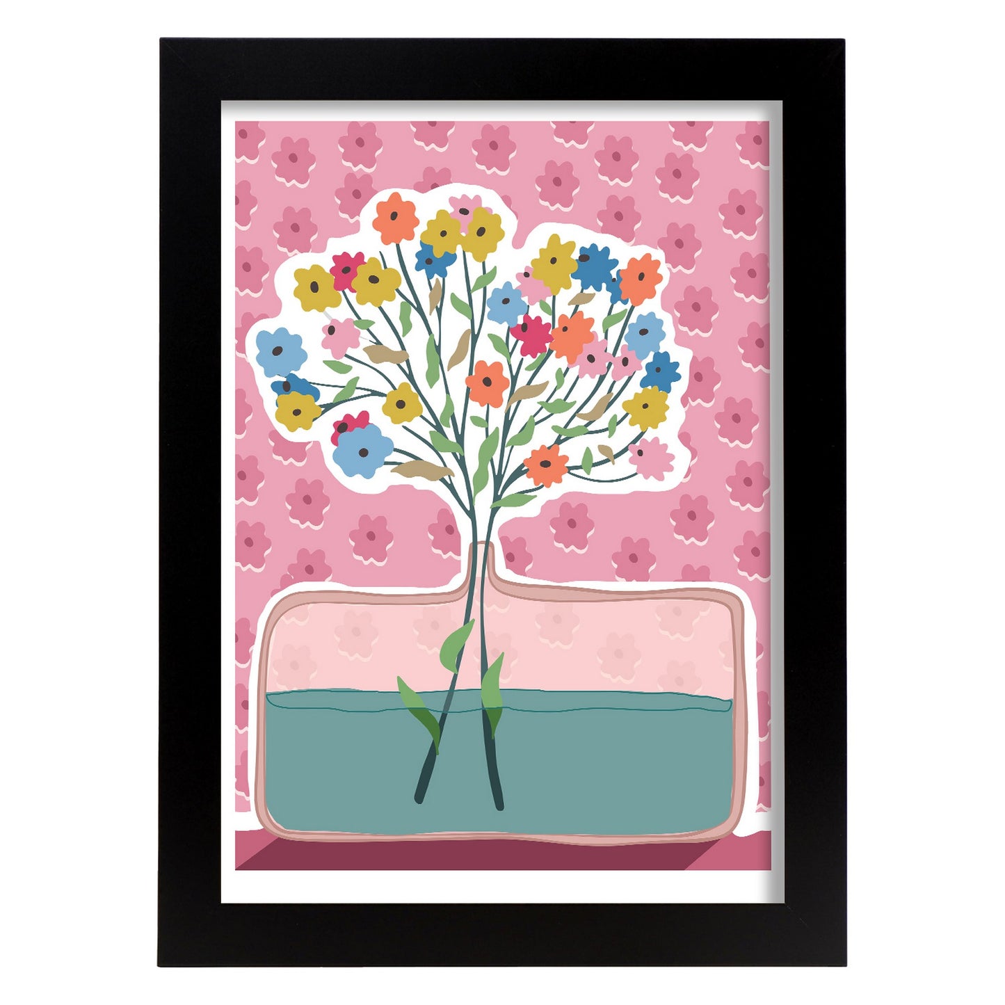 Lámina estética de Jarrón de flores para diseño de hogar