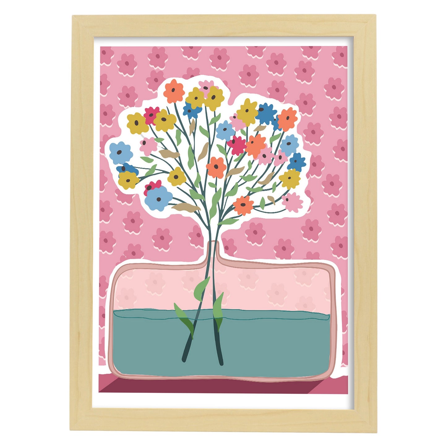 Lámina estética de Jarrón de flores para diseño de hogar