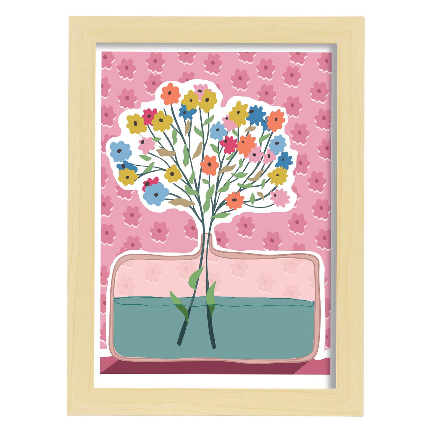 Lámina estética de Jarrón de flores para diseño de hogar