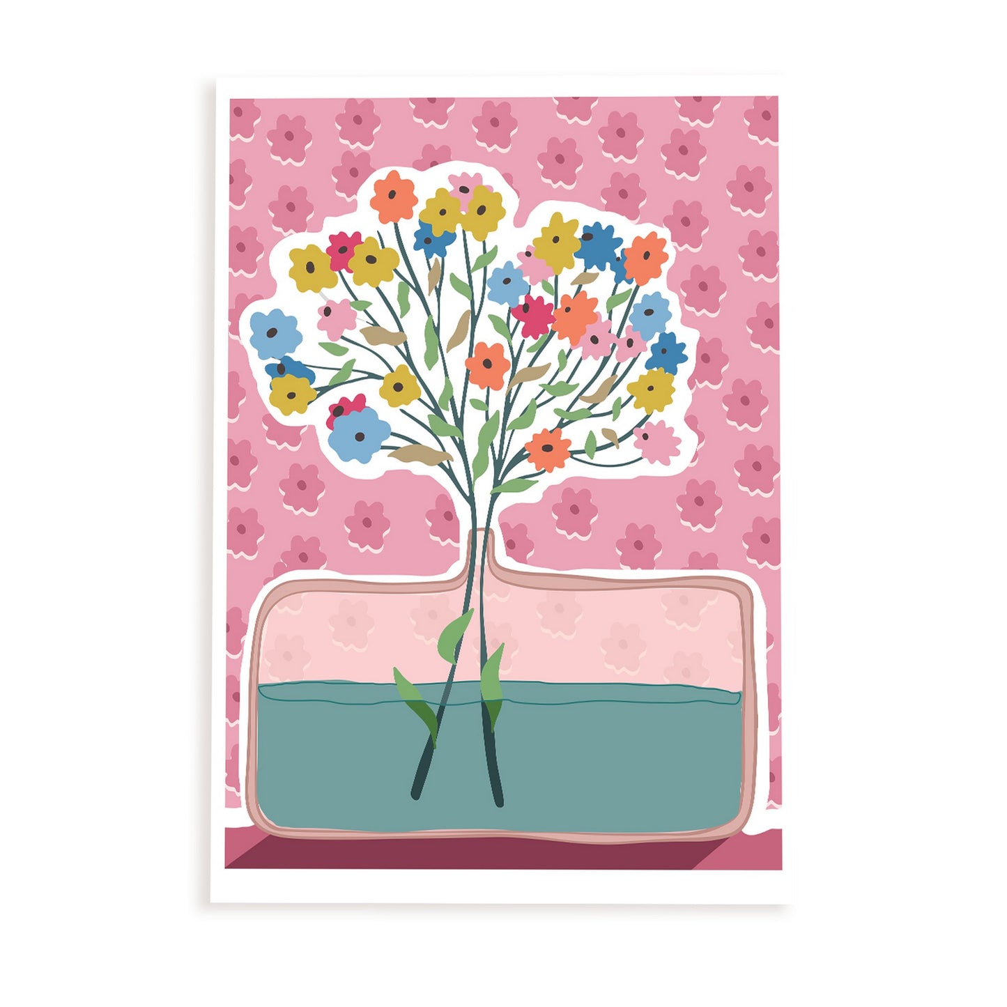 Lámina estética de Jarrón de flores para diseño de hogar
