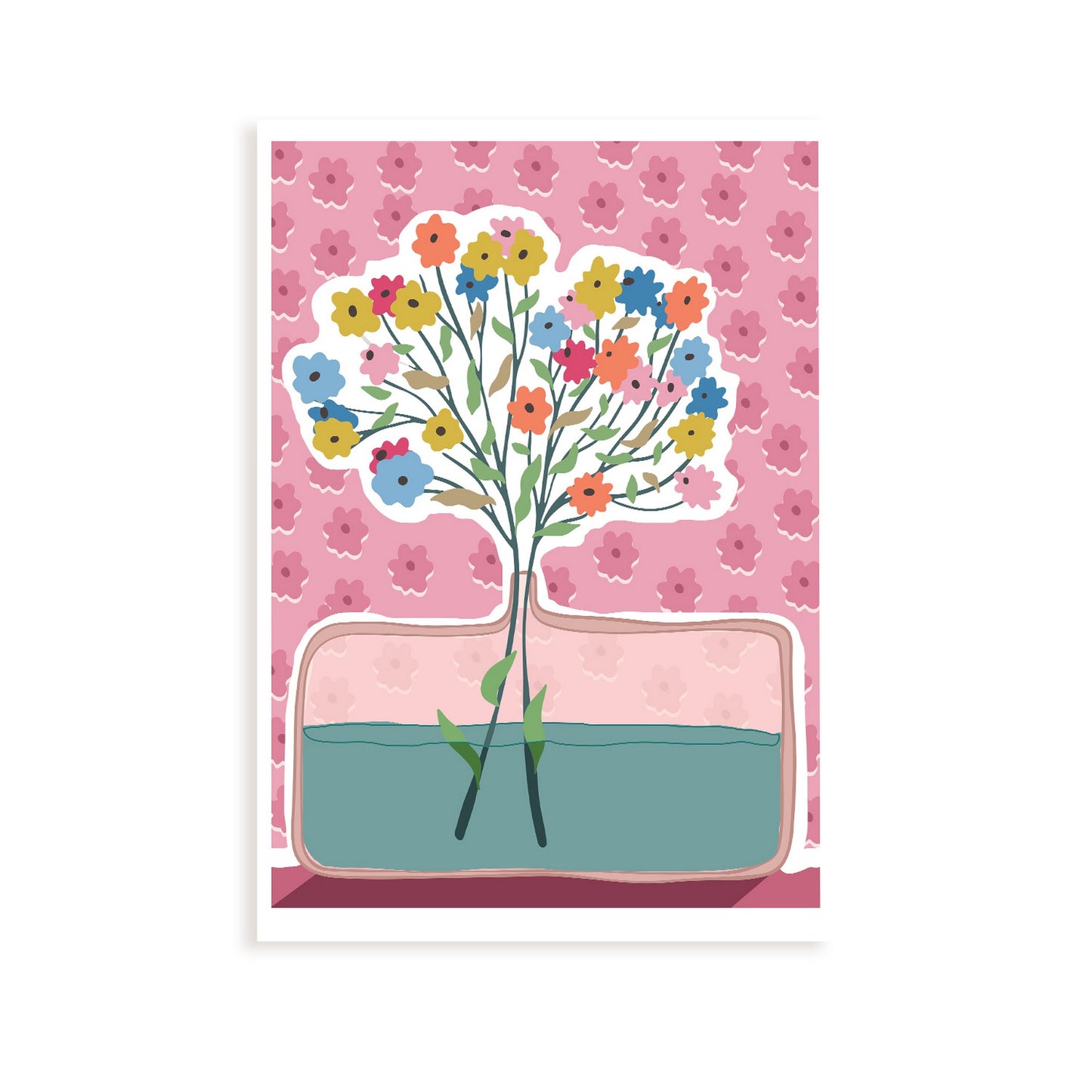 Lámina estética de Jarrón de flores para diseño de hogar