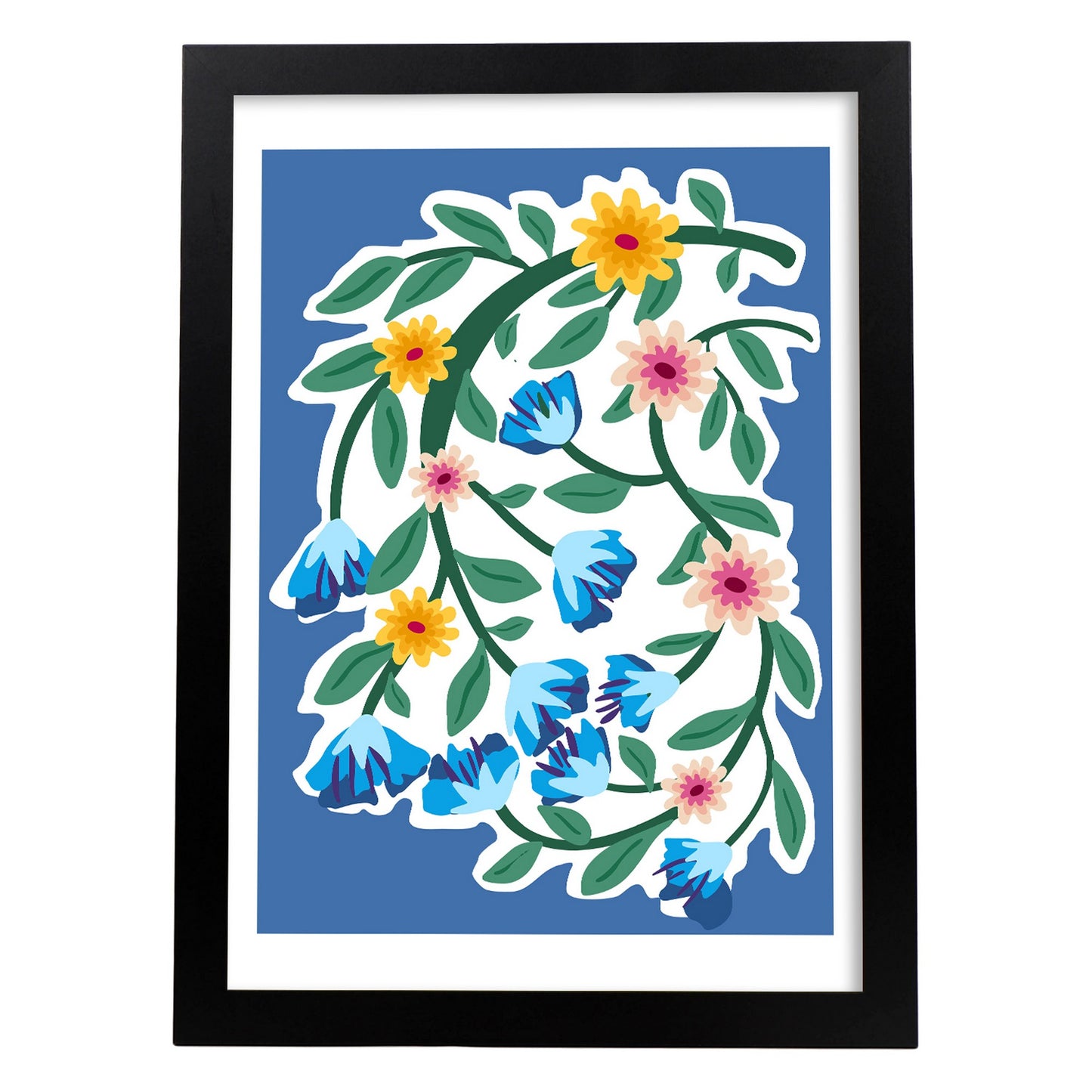 Lámina de Flores Azules y Amarillas