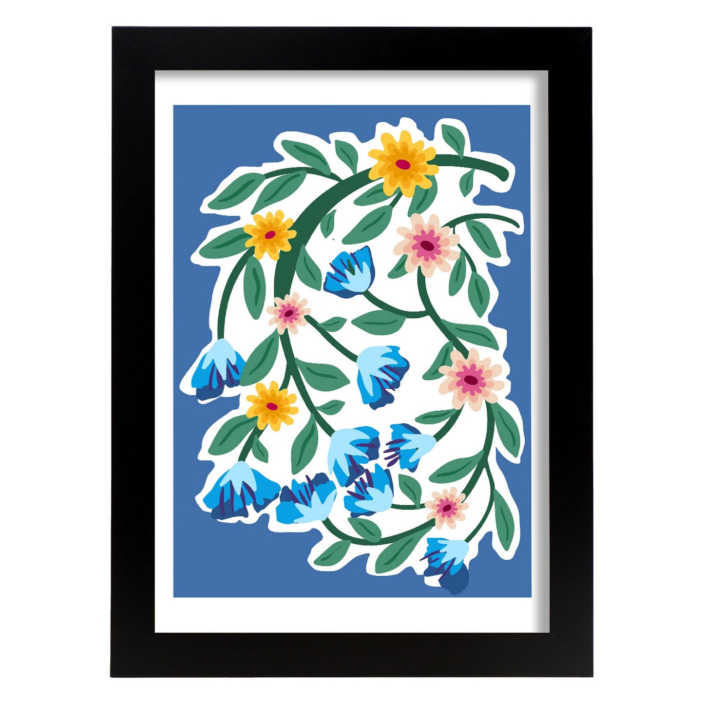 Lámina de Flores Azules y Amarillas