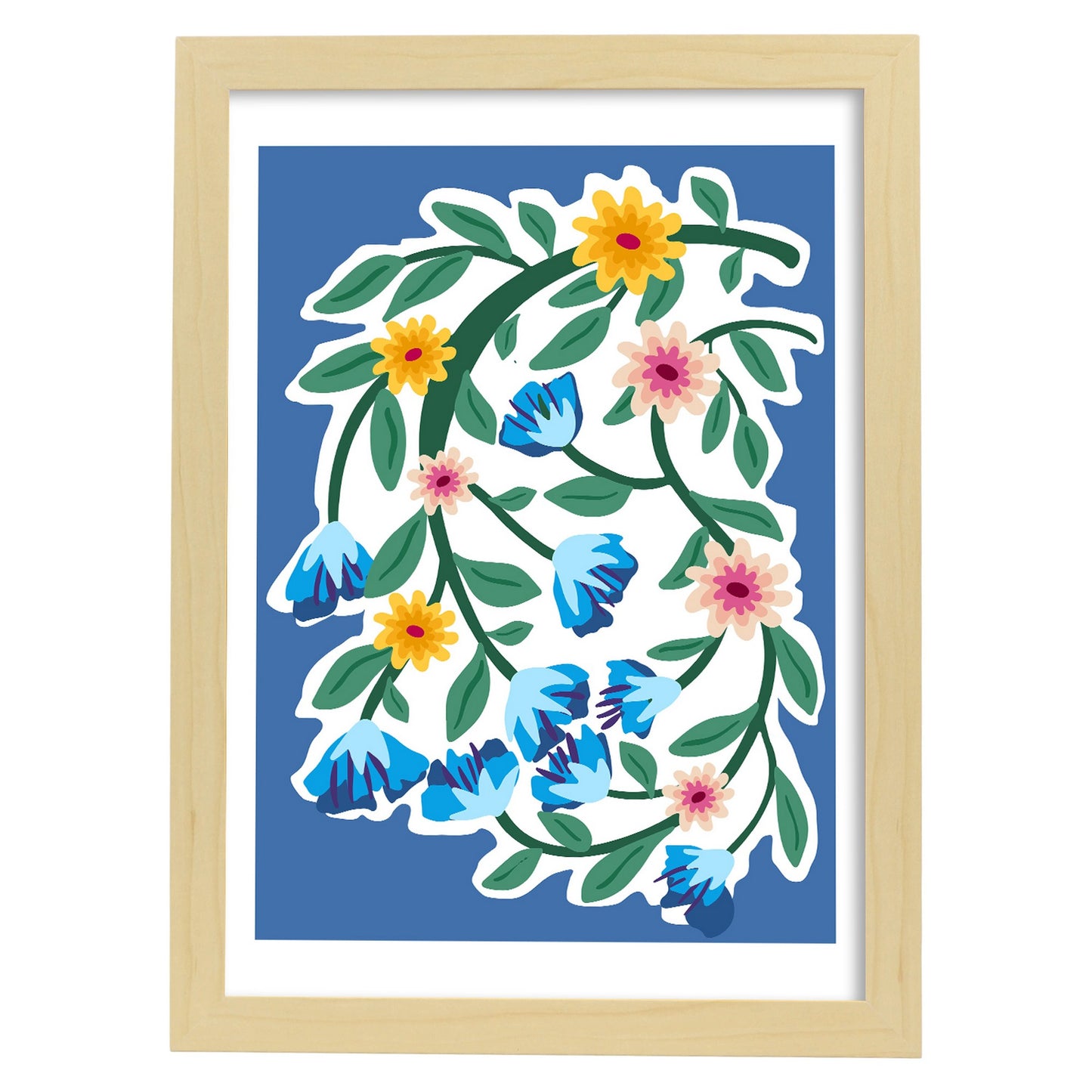 Lámina de Flores Azules y Amarillas