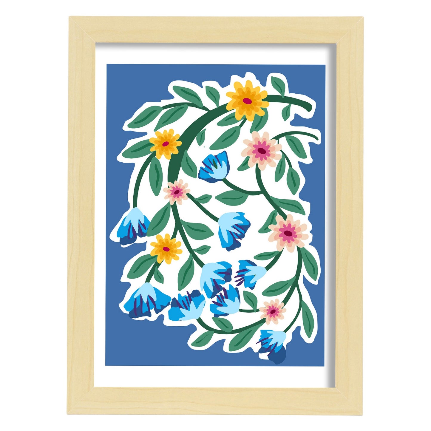 Lámina de Flores Azules y Amarillas