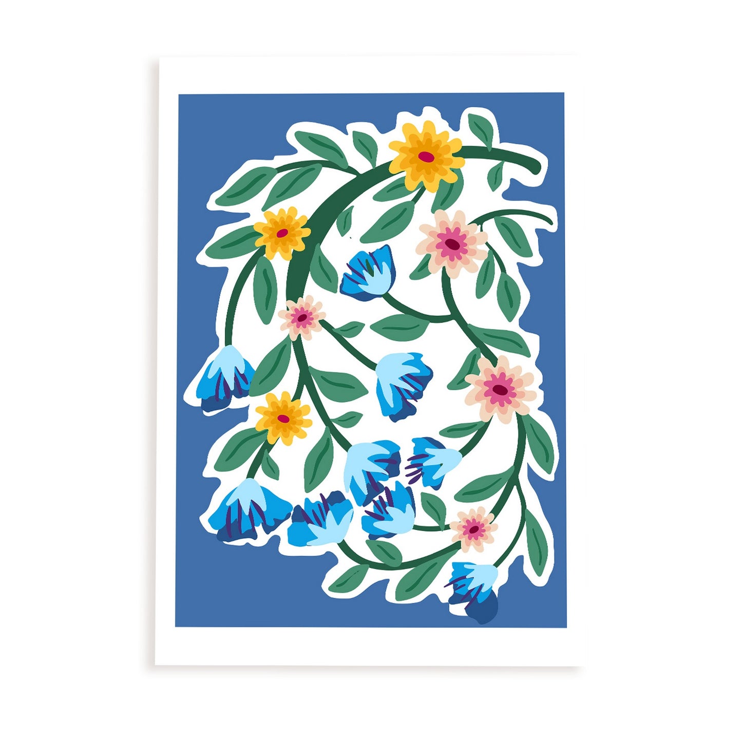 Lámina de Flores Azules y Amarillas