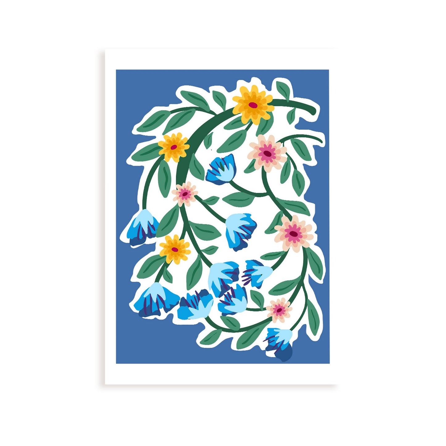 Lámina de Flores Azules y Amarillas