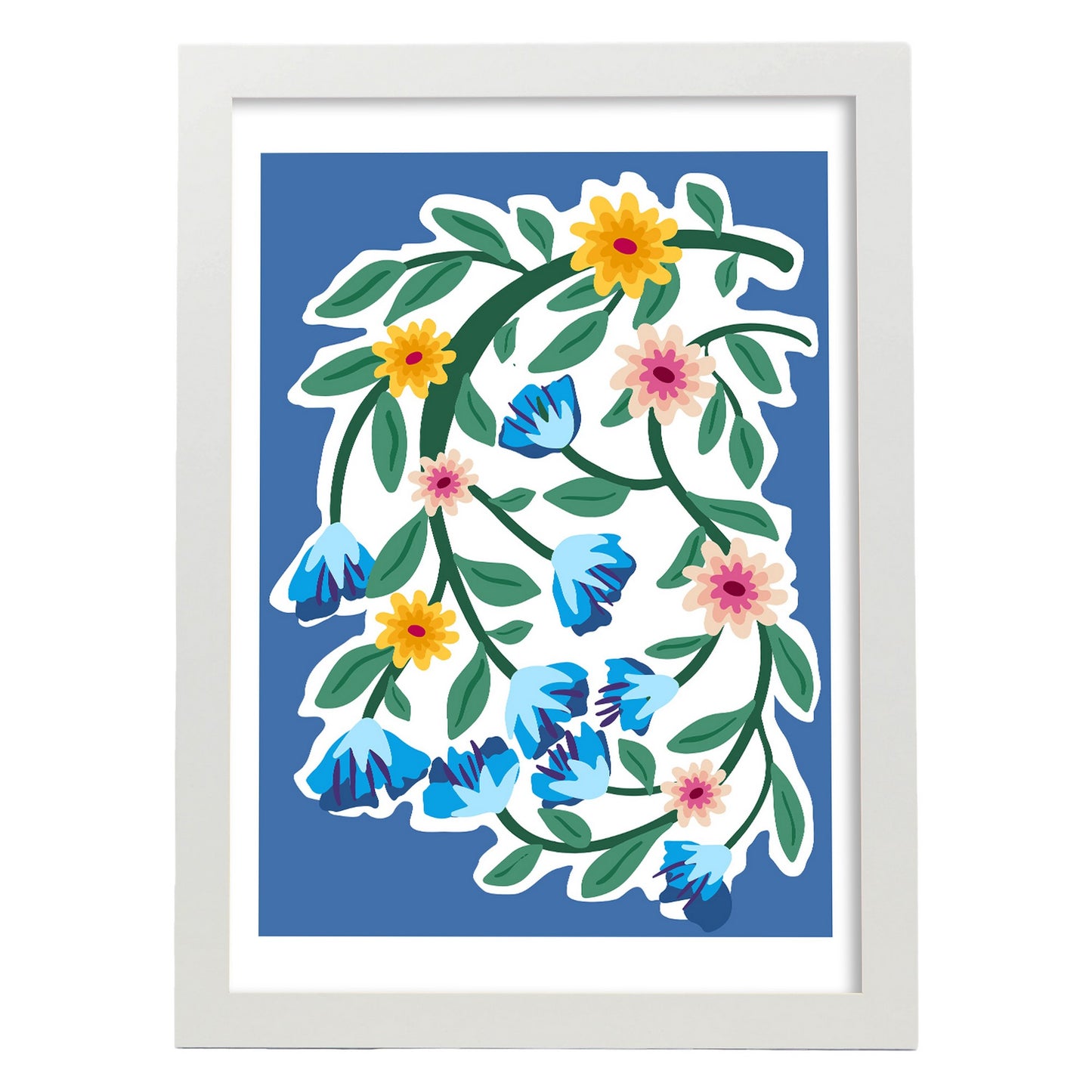 Lámina de Flores Azules y Amarillas