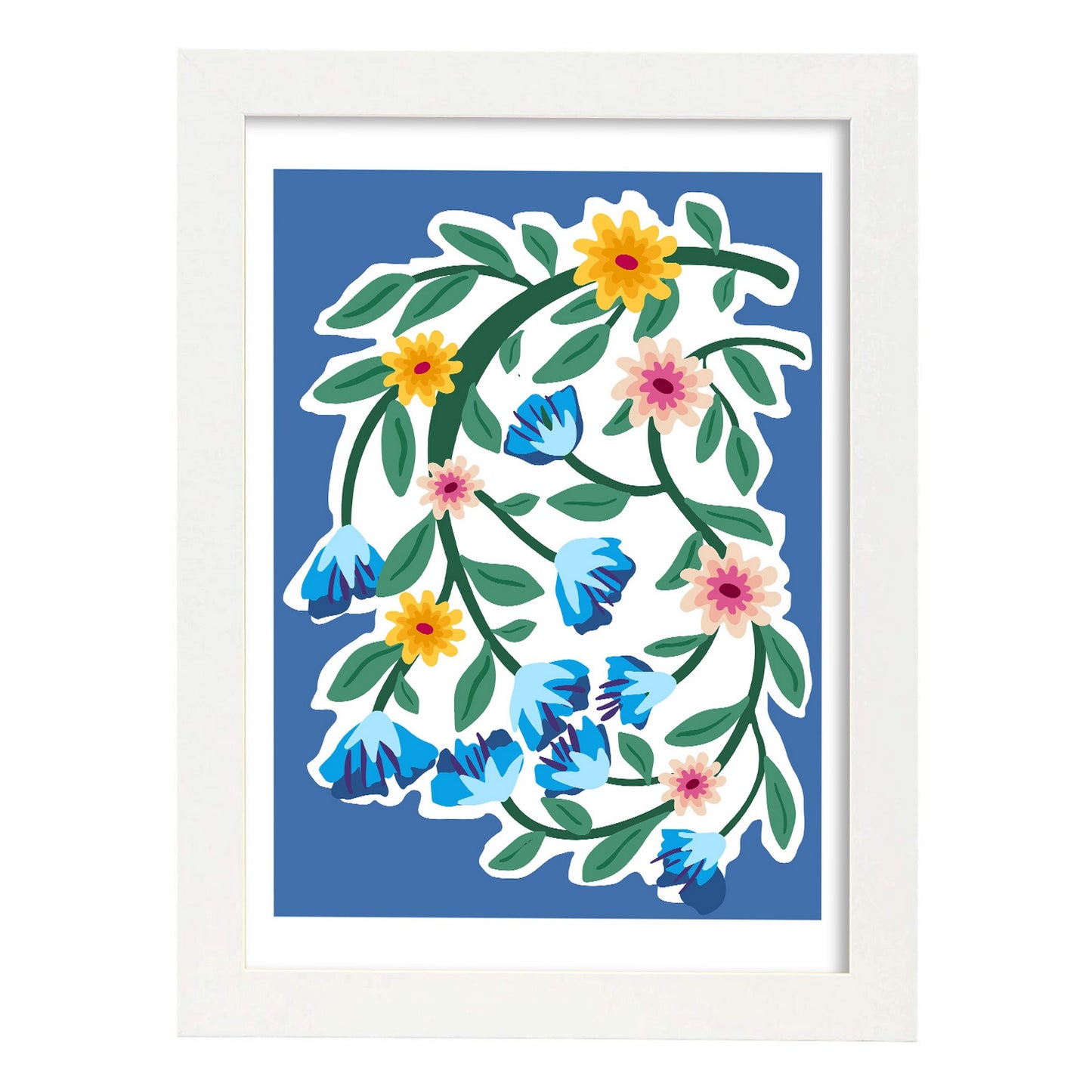 Lámina de Flores Azules y Amarillas