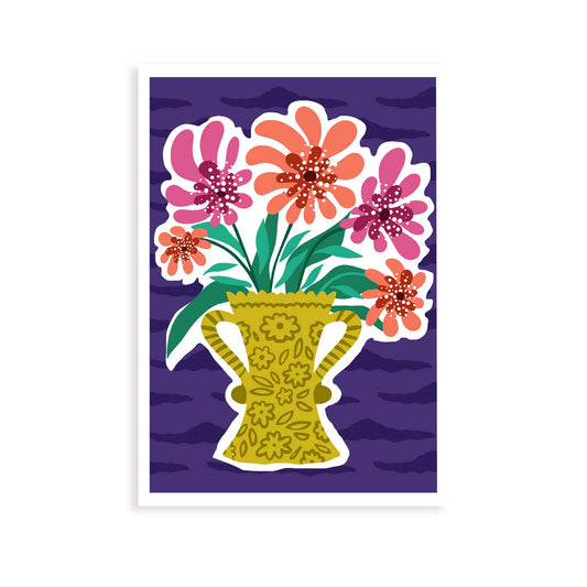 Lámina de Flores en Jarrón y Diseño Estético de Arte de Pared