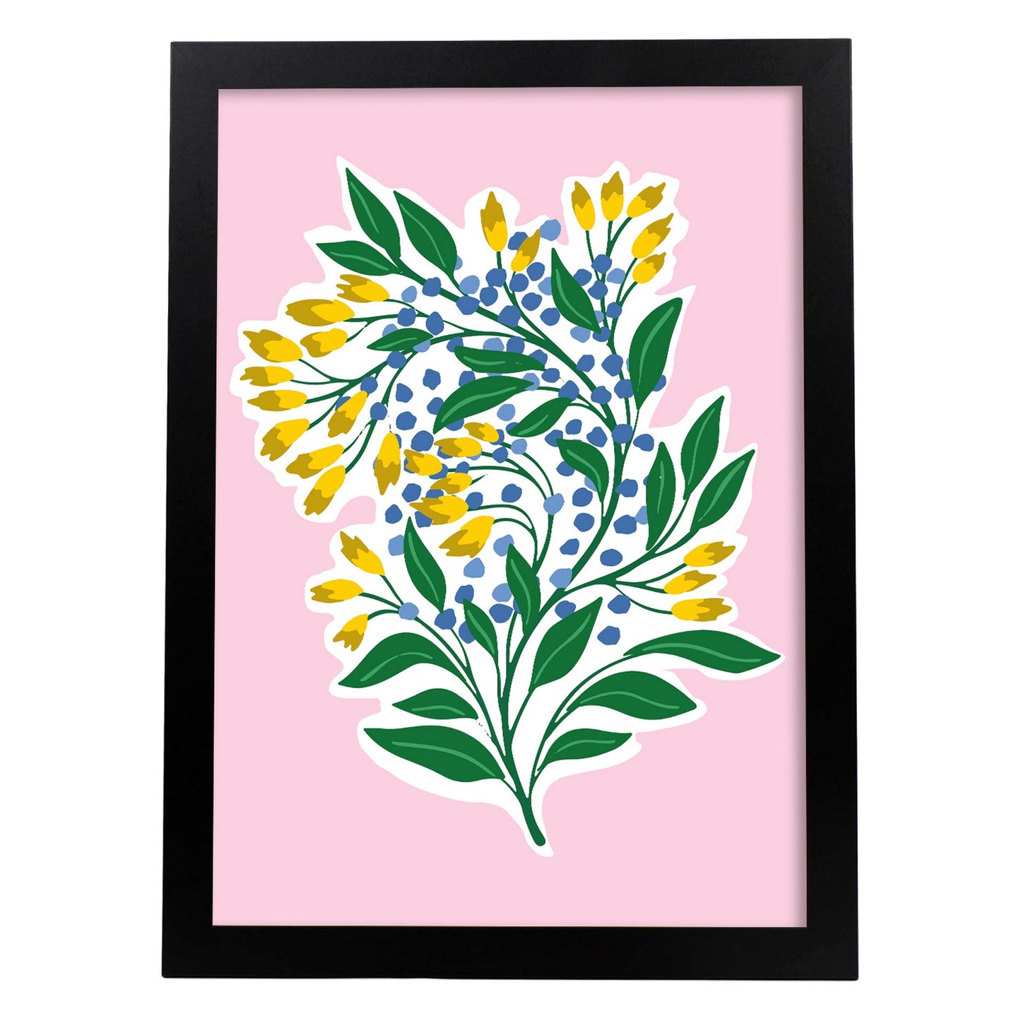 Lámina decorativa de Flores amarillas y azules