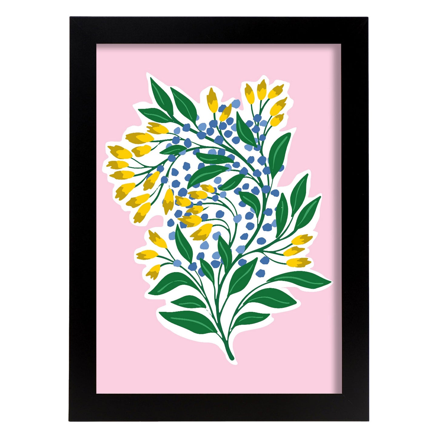 Lámina decorativa de Flores amarillas y azules
