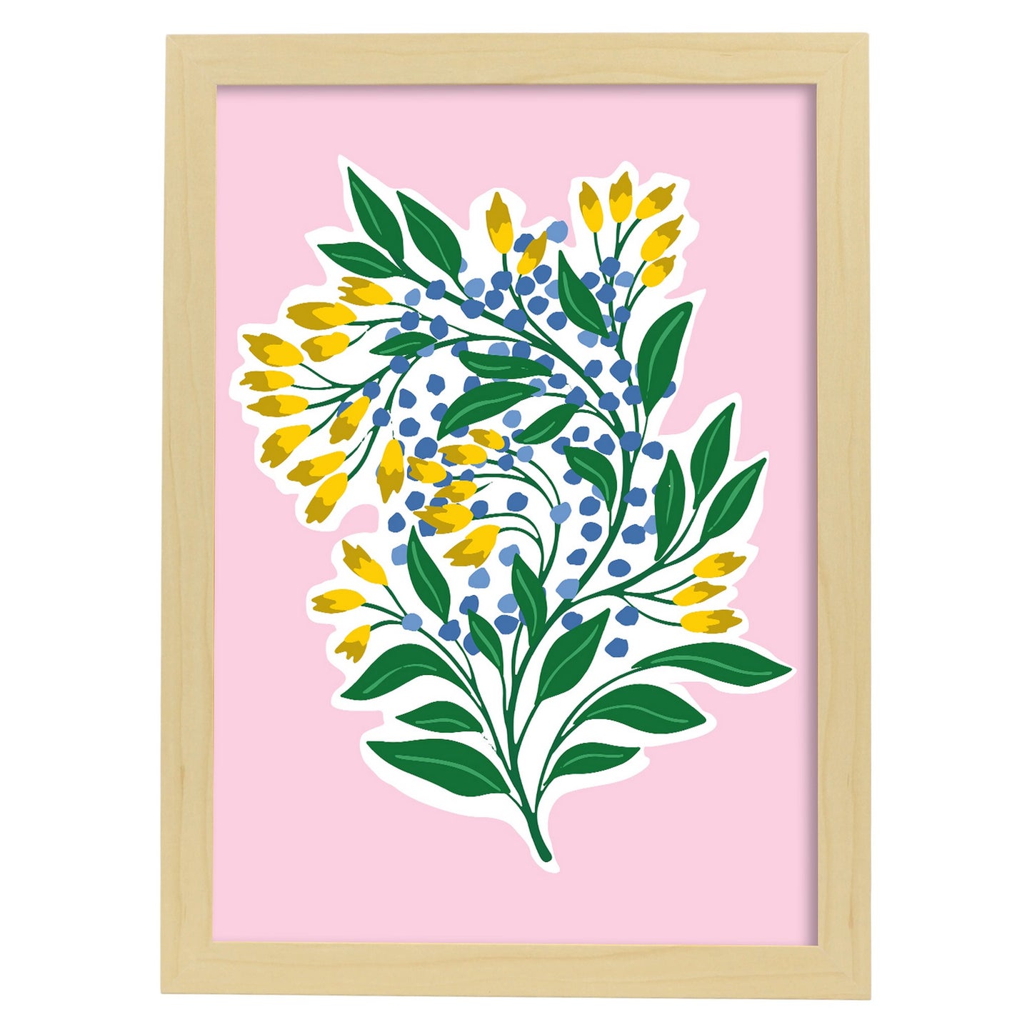 Lámina decorativa de Flores amarillas y azules